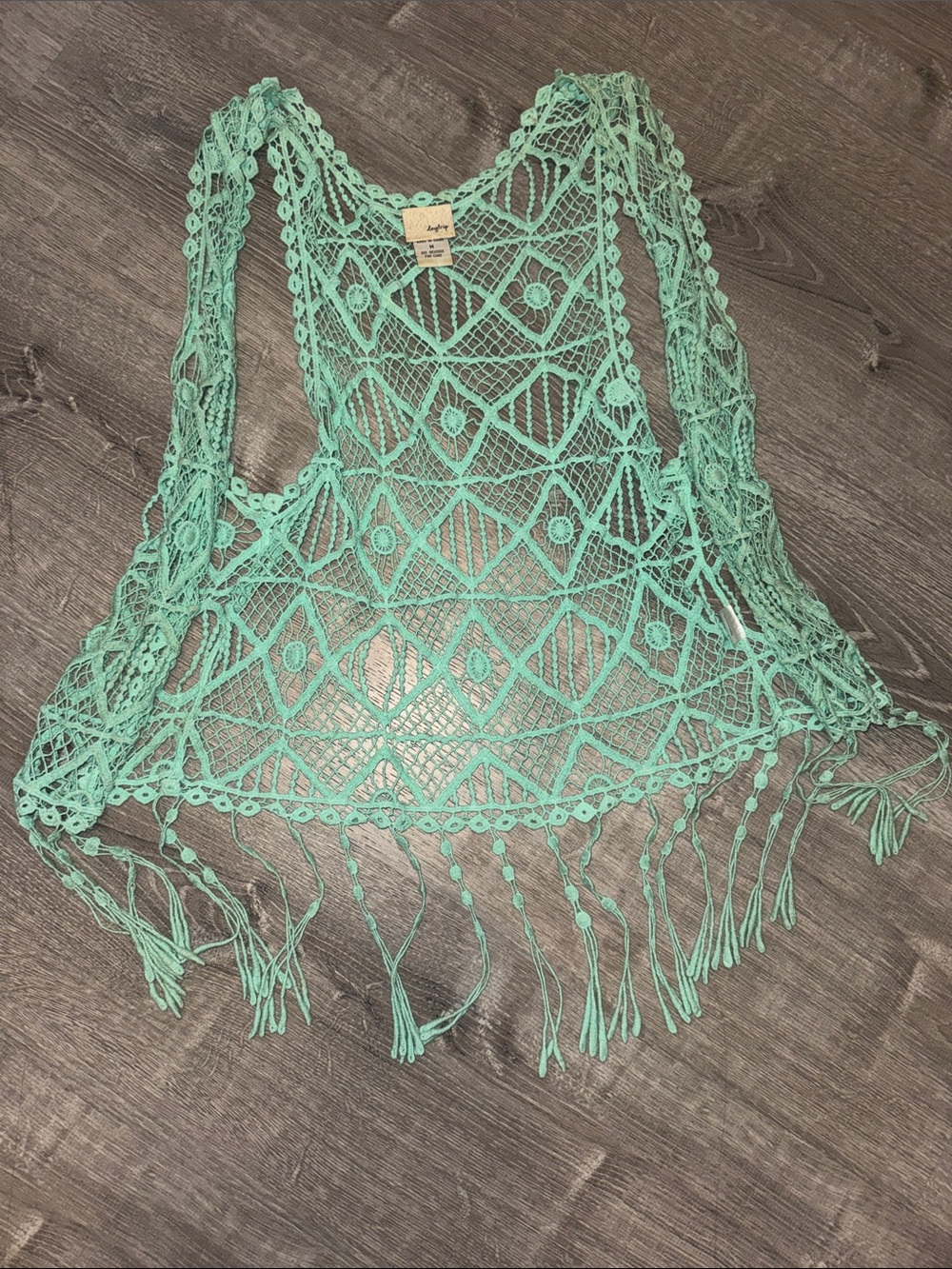 Daytrip Mint Green Crochet Fringe Tunic
